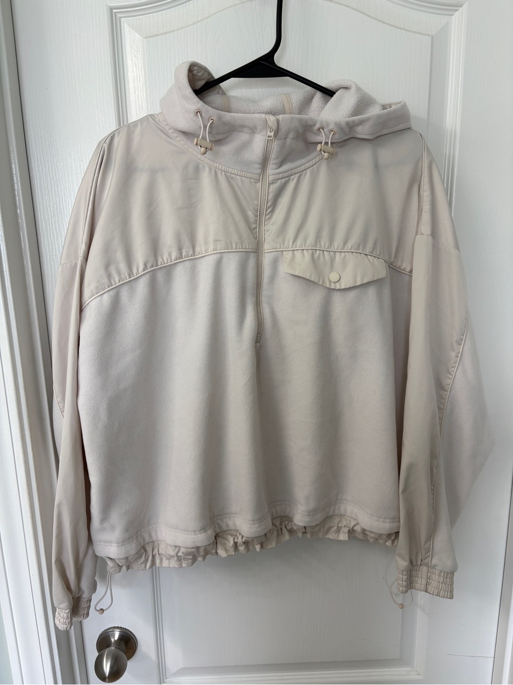 Athleta Cream Zion Microfleece Cropped Hooded Jacket Size Large